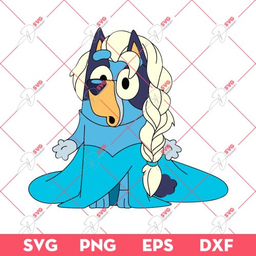 Bluey Elsa Frozen Princess SVG PNG, Bluey Princess PNG SVG DXF EPS