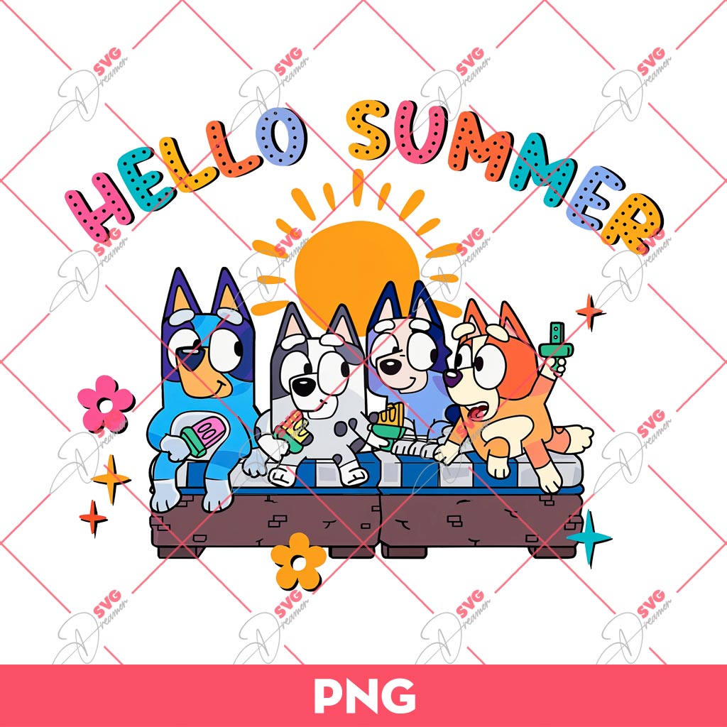 Bluey Hello Summer PNG, Bluey PNG, Summer PNG