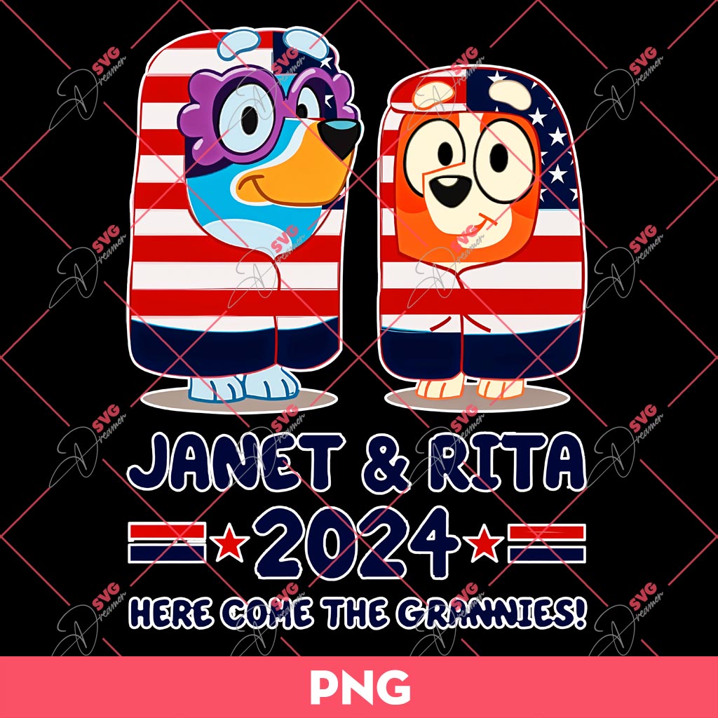 Bluey Janet And Rita 2024 PNG, Bluey Here Come The Grannies PNG