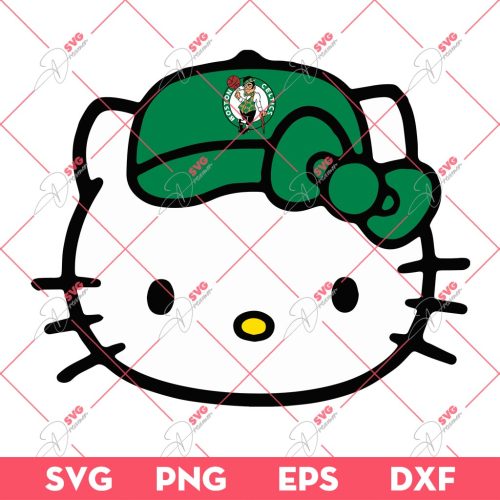 Boston Celtics NBA Hello Kitty Head SVG, Hello Kitty Basketball SVG