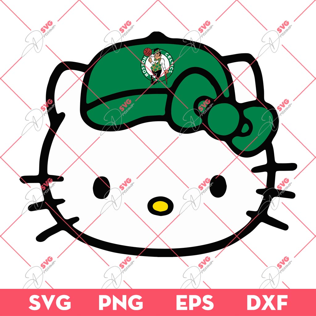 Boston Celtics NBA Hello Kitty Head SVG, Hello Kitty Basketball SVG
