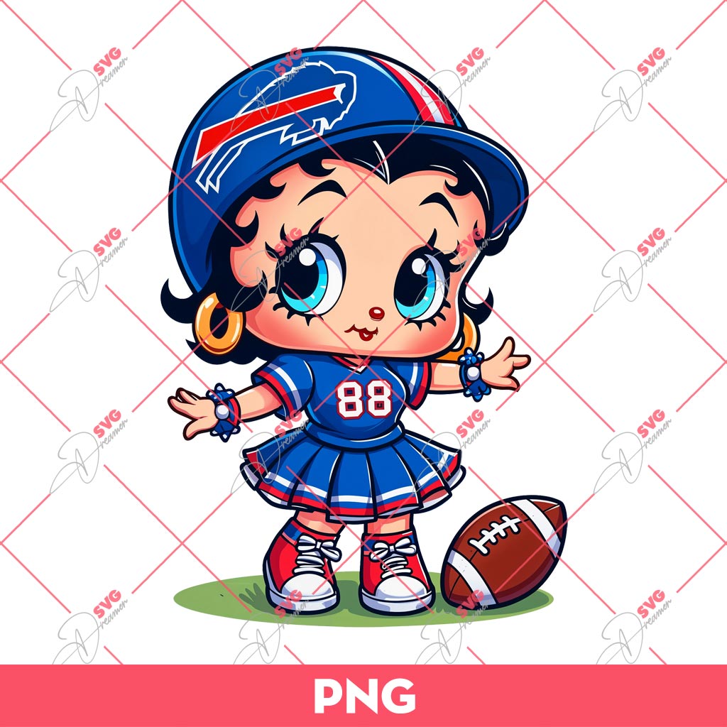 Buffalo Bills Betty Boop PNG, Cute Betty Boop NFL Football PNG