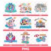 Bundle Bluey Bingo Summer Vibes PNG, Hello Summer Bluey PNG Bundle