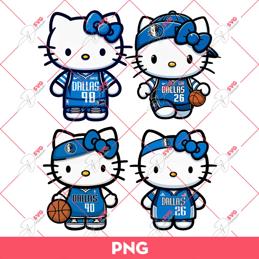 Bundle Hello Kitty Dallas Mavericks PNG, Hello Kitty NBA Basketball PNG Bundle