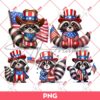 Bundle Raccoon Independence Day PNG, Cute Raccoon 04th Of July PNG Bundle