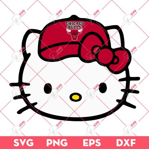 Chicago Bulls NBA Hello Kitty Head SVG, Hello Kitty Basketball SVG