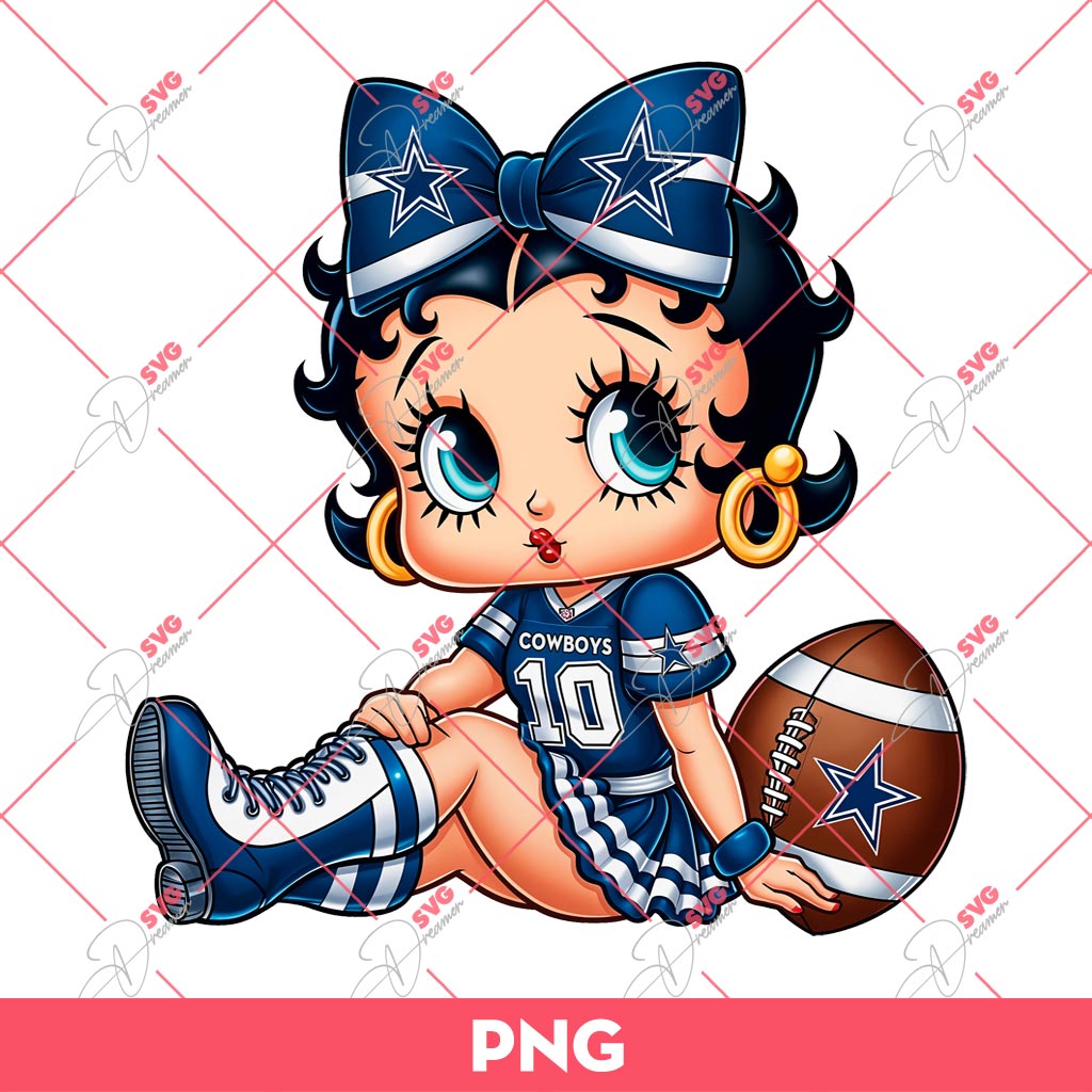 Dallas Cowboys Betty Boop PNG, Cute Betty Boop NFL Football PNG