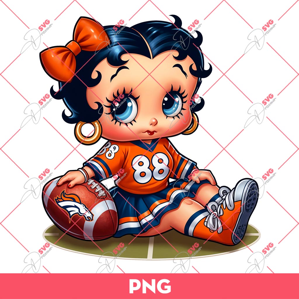 Denver Broncos Betty Boop PNG, Cute Betty Boop NFL Football PNG