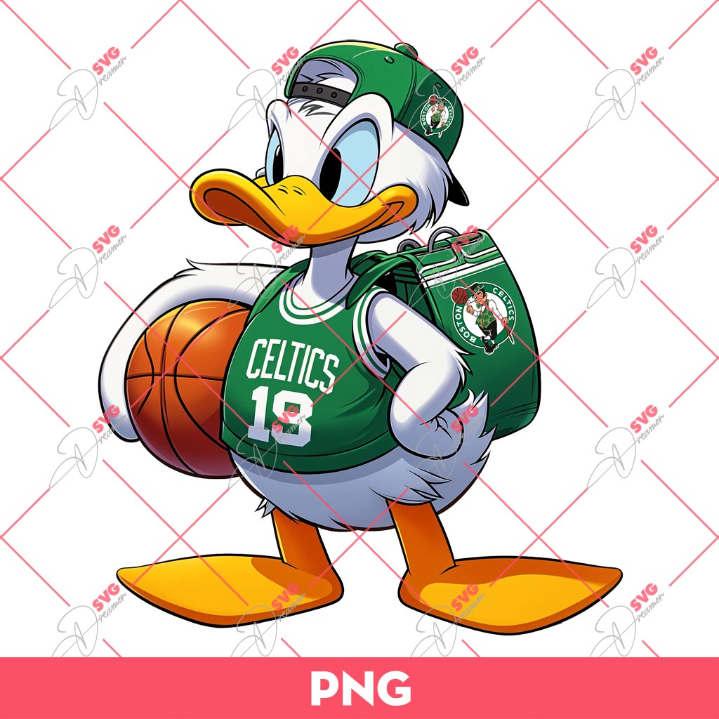 Donald Duck Boston Celtics PNG, Disney Donald NBA Basketball PNG