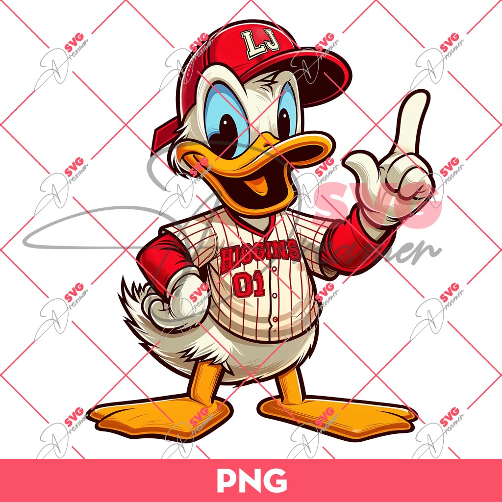 Donald Duck LJ Higgins PNG, Donald Baseball PNG