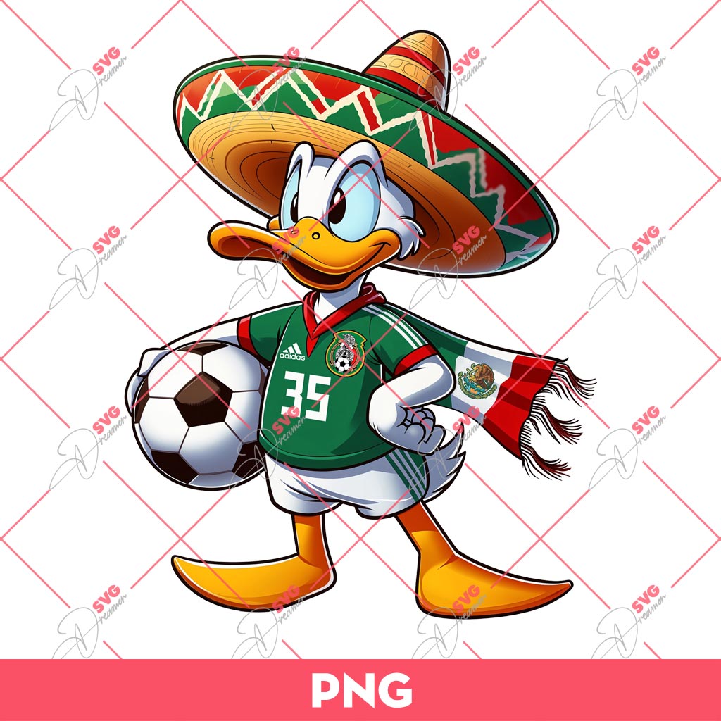 Donald Duck Mexico Soccer Player PNG, Donald Mexican PNG