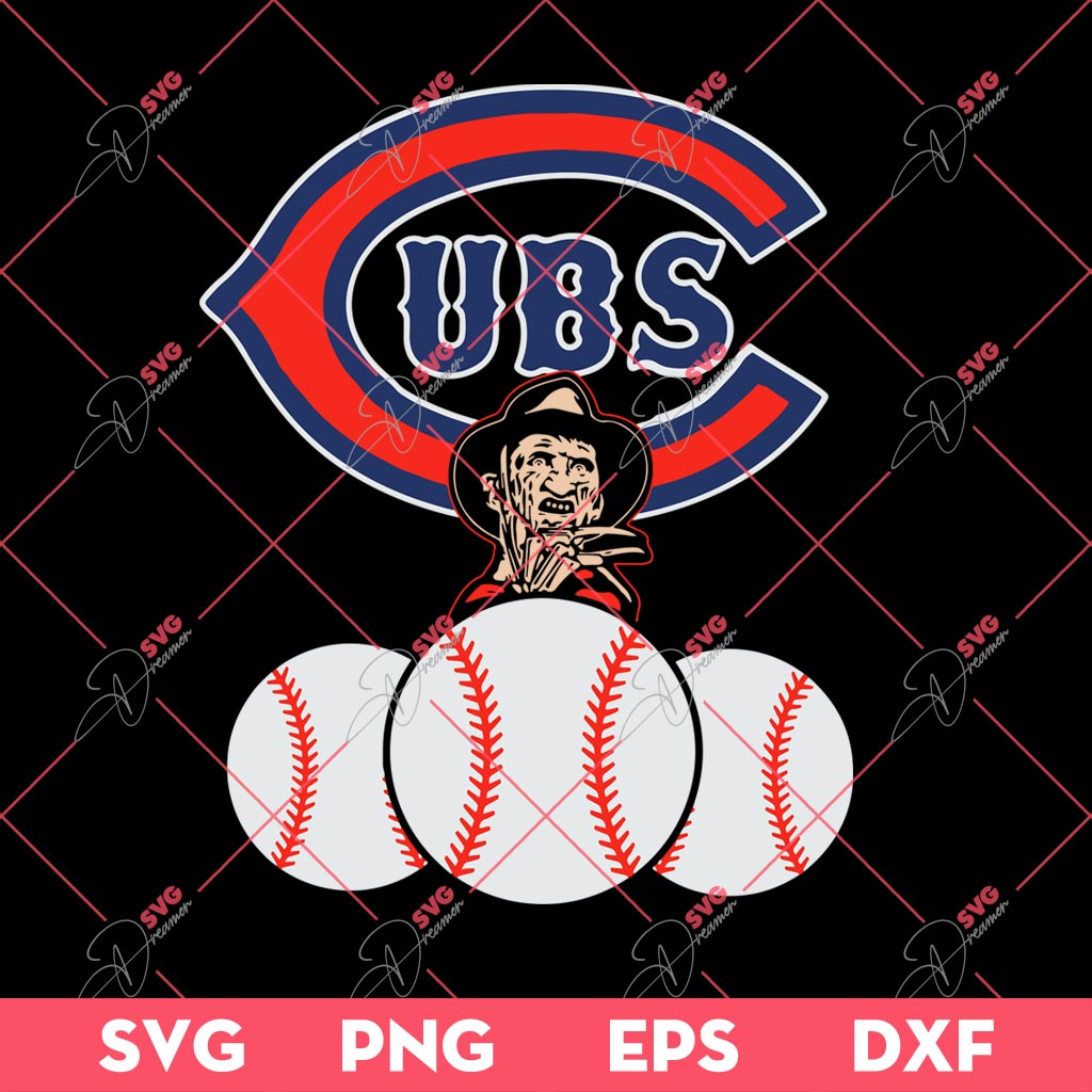 Freddy Krueger Chicago Cubs SVG PNG, Horror Characters Baseball SVG PNG