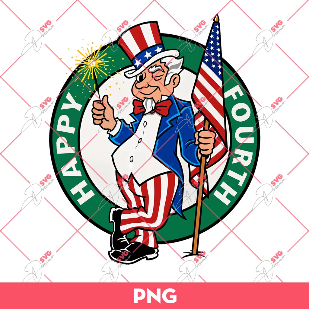 Happy Fourth Uncle Sam Circle Logo PNG, Happy Independence Day Celtics Style Logo PNG