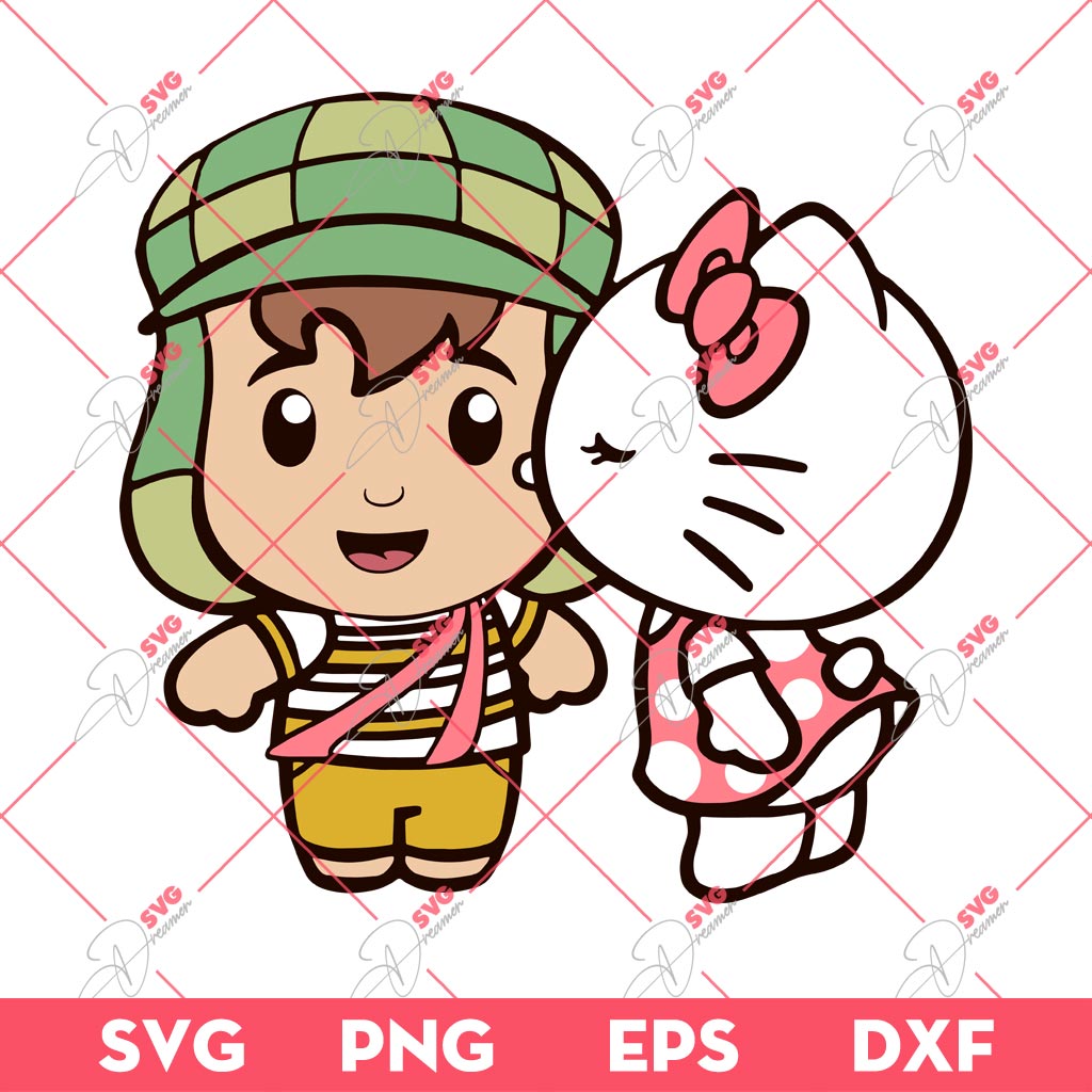Hello Kitty And El Chavo SVG PNG, El Chavo Love Kitty SVG PNG EPS DXF