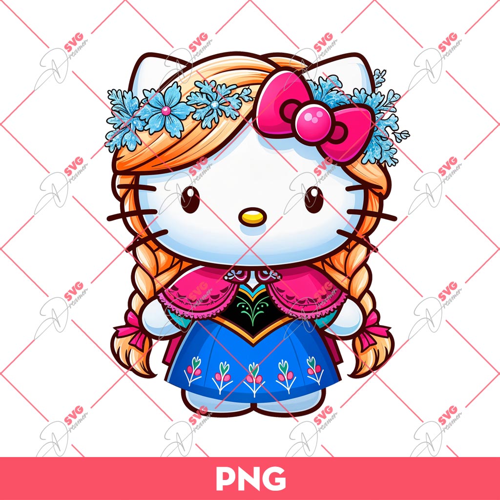 Hello Kitty Anna Princess PNG, Kitty x Anna Frozen PNG