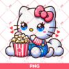Hello Kitty Eating Popcorn PNG, Cute Kitty And Popcorn PNG