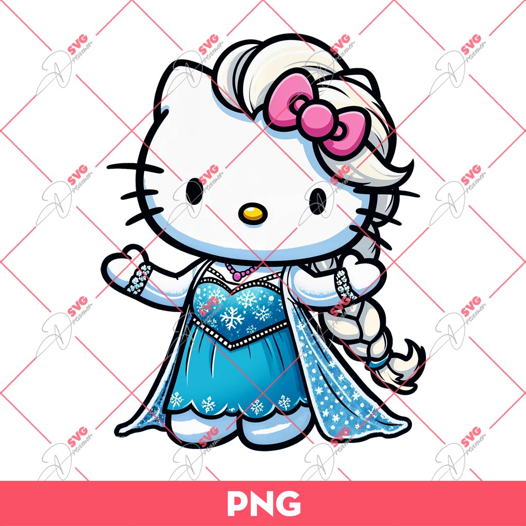 Hello Kitty Elsa Princess PNG, Kitty x Elsa Frozen PNG