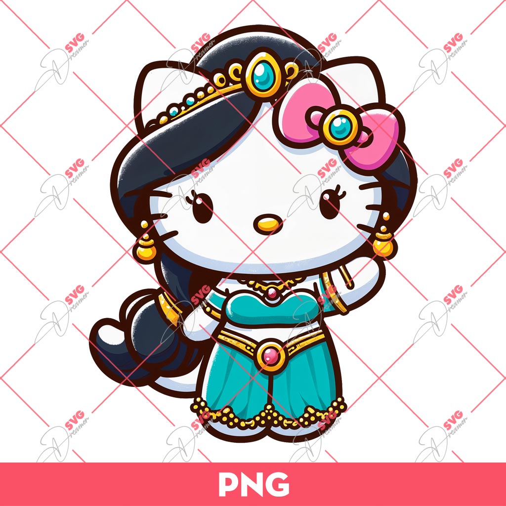 Hello Kitty Jasmine Princess PNG, Kitty x Jasmine PNG
