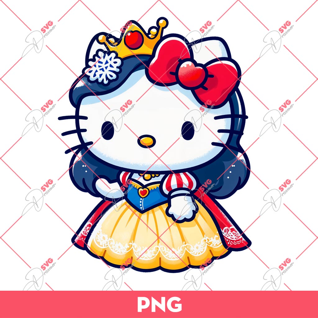 Hello Kitty Snow White Princess PNG, Kitty x Snow White PNG