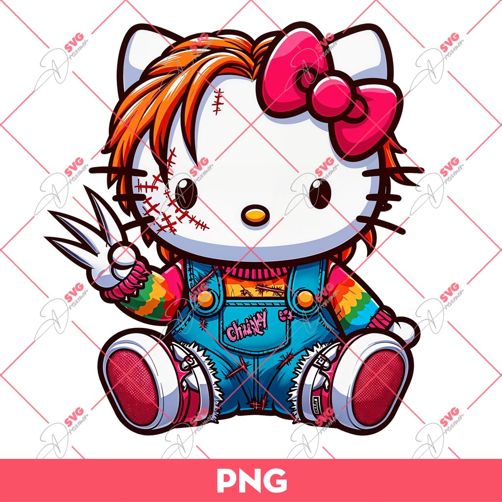 Hello Kitty X Chucky Doll PNG, Horror Kitty PNG, Halloween PNG
