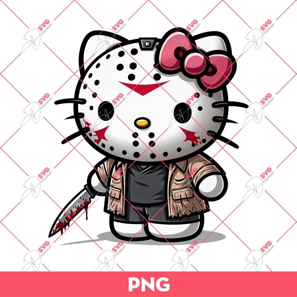 Hello Kitty X Jason Voorhees PNG, Horror Kitty PNG, Hello Kitty Halloween PNG