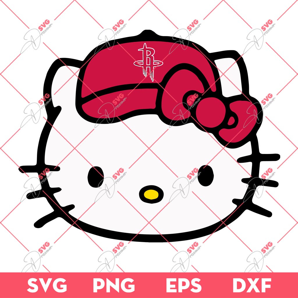 Houston Rockets NBA Hello Kitty Head SVG, Hello Kitty Basketball SVG