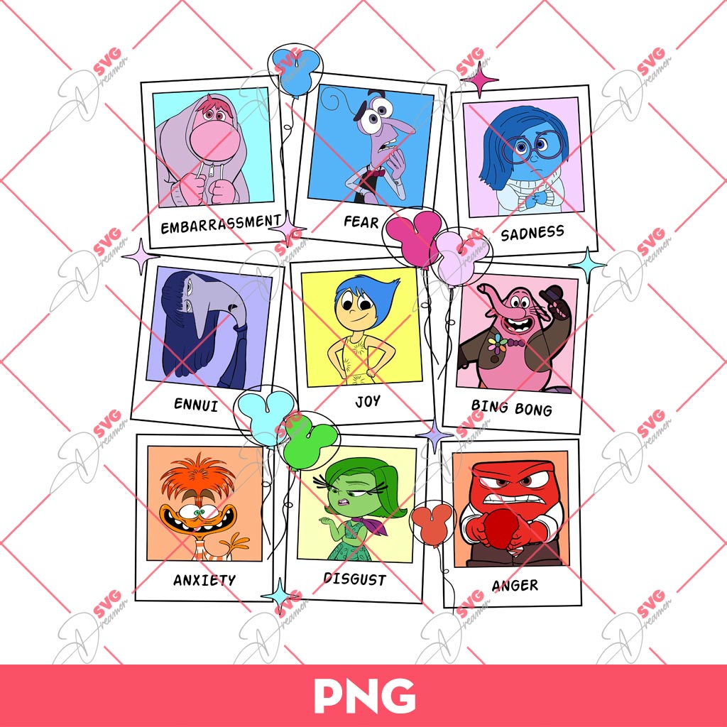 Inside Out Characters PNG, Inside Out 2 PNG, Its Okay To Feel All The Feels PNG