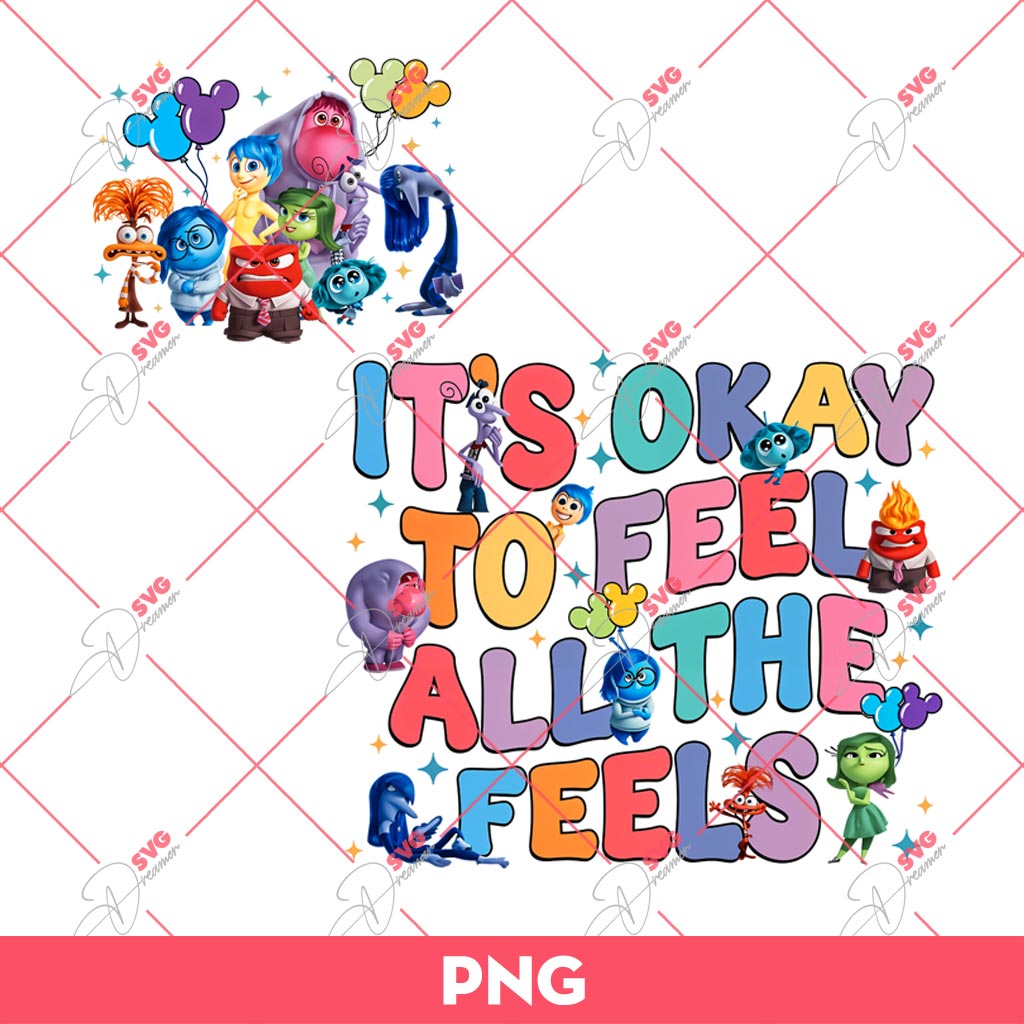 Inside Out It's Okay To Feel All The Feels PNG, Inside Out 2 PNG