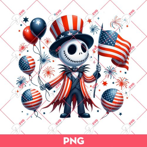 Jack Skellington Celebrate Independence Day 04th Of July PNG, Nightmare America PNG