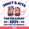 Janet And Rita For President 2024 PNG, Bluey 04th Of July PNG, Bluey Here Come The Grannies PNG