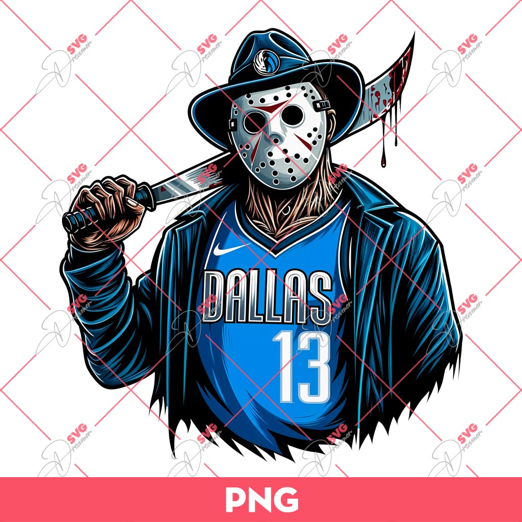 Jason Voorhees Dallas Mavericks PNG, Horror Characters NBA Basketball PNG