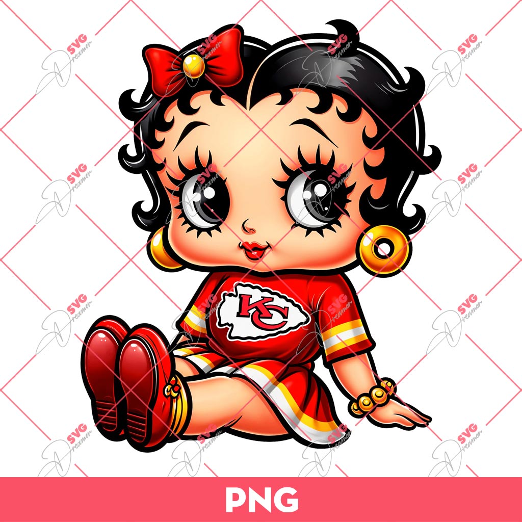 Kansas City Chiefs Betty Boop PNG, Cute Betty Boop NFL Football PNG