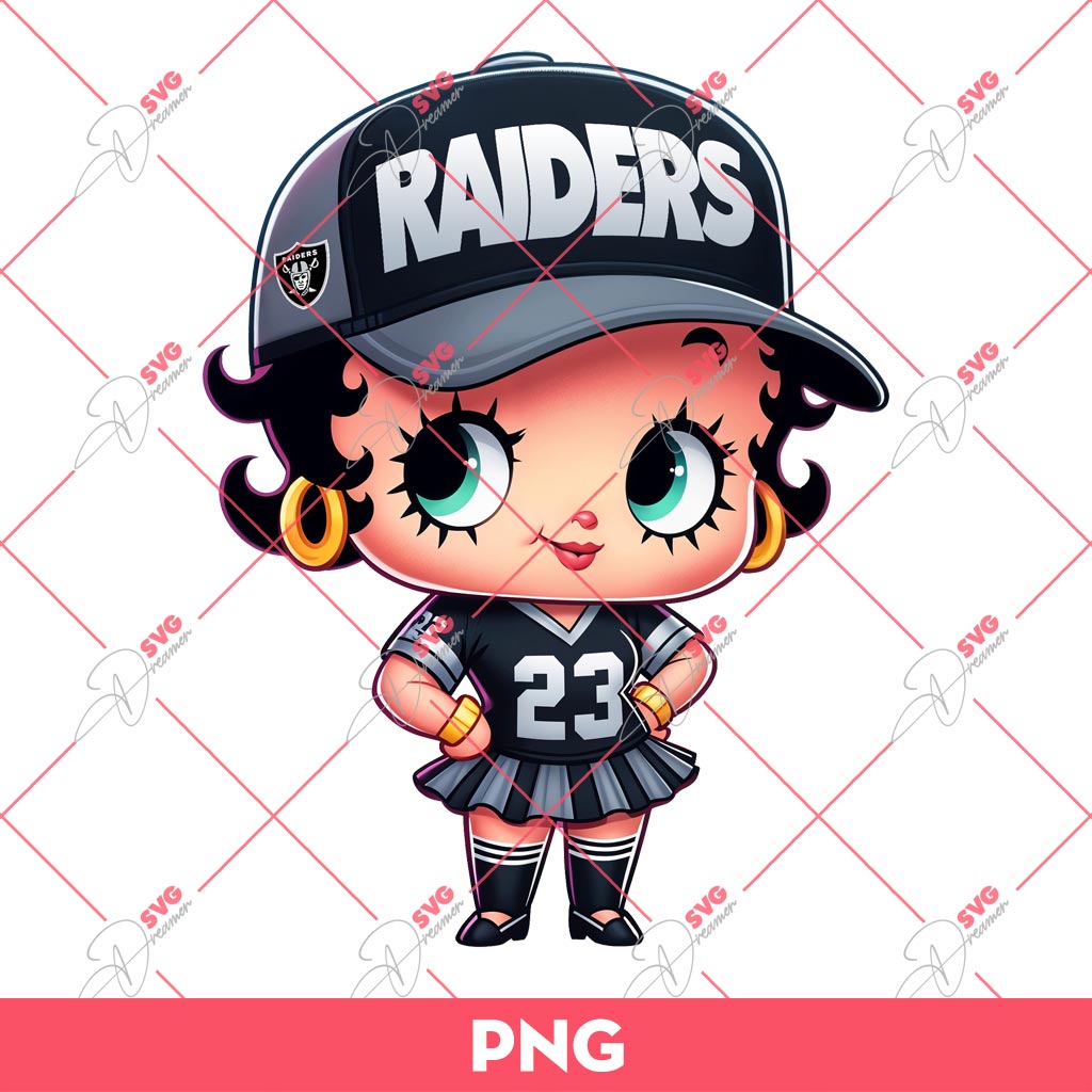 Las Vegas Raiders Betty Boop PNG, Cute Betty Boop NFL Football PNG