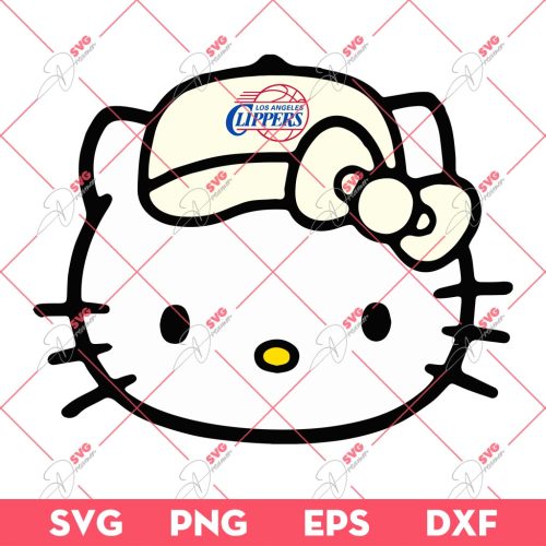 Los Angeles Clippers NBA Hello Kitty Head SVG, Hello Kitty Basketball SVG