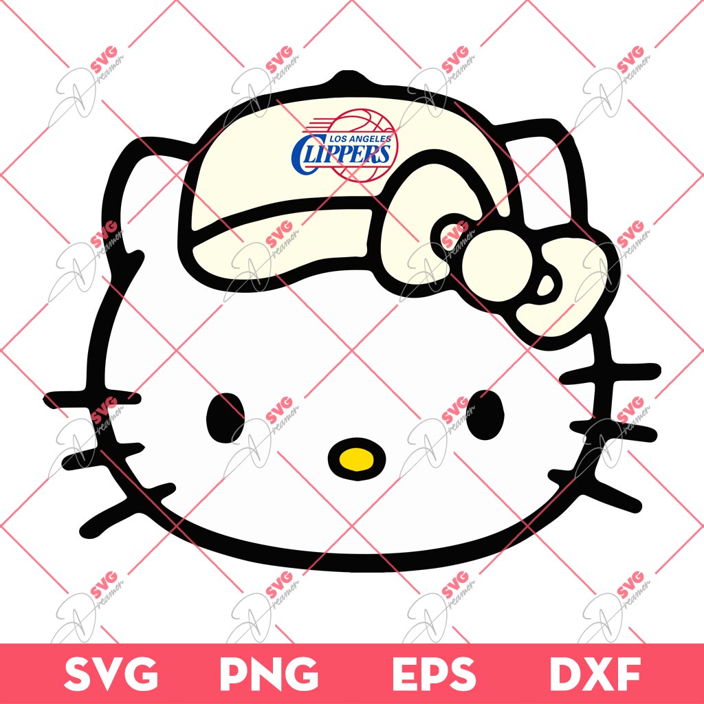 Los Angeles Clippers NBA Hello Kitty Head SVG, Hello Kitty Basketball SVG