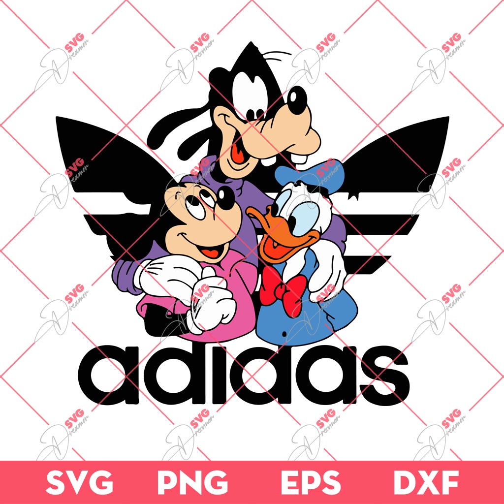 Mickey And Friends Adidas SVG PNG, Adidas Logo Disney Friends SVG PNG