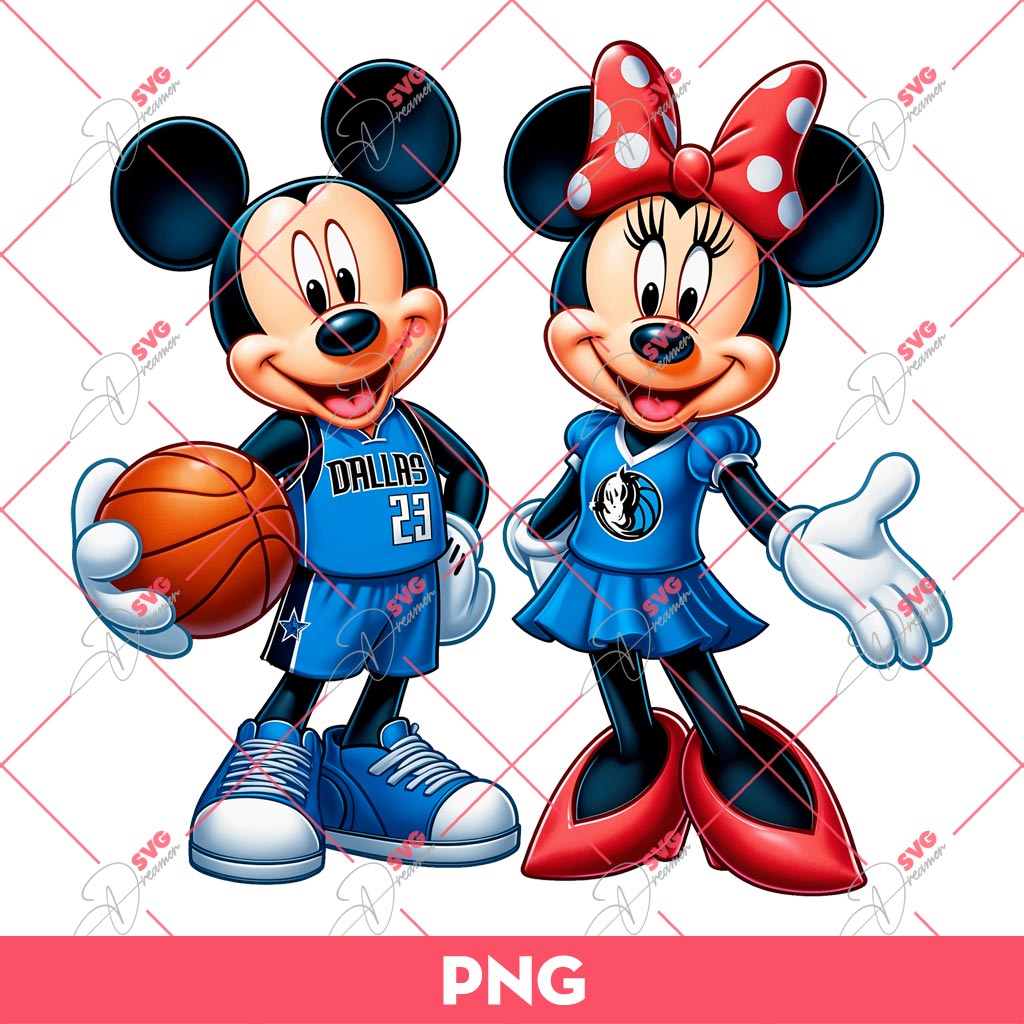Mickey And Minnie Dallas Mavericks PNG, Disney Mouse NBA Basketball PNG