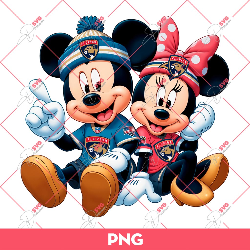 Mickey And Minnie Florida Panthers PNG, Disney Mouse NHL Hockey PNG