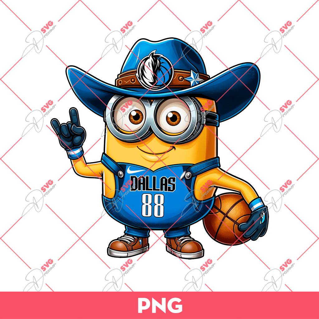 Minion Dallas Mavericks PNG, Minion NBA Basketball PNG