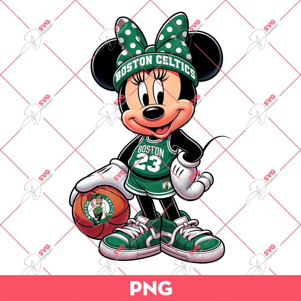 Minnie Mouse Boston Celtics PNG, Disney Minnie NBA Basketball Player PNG