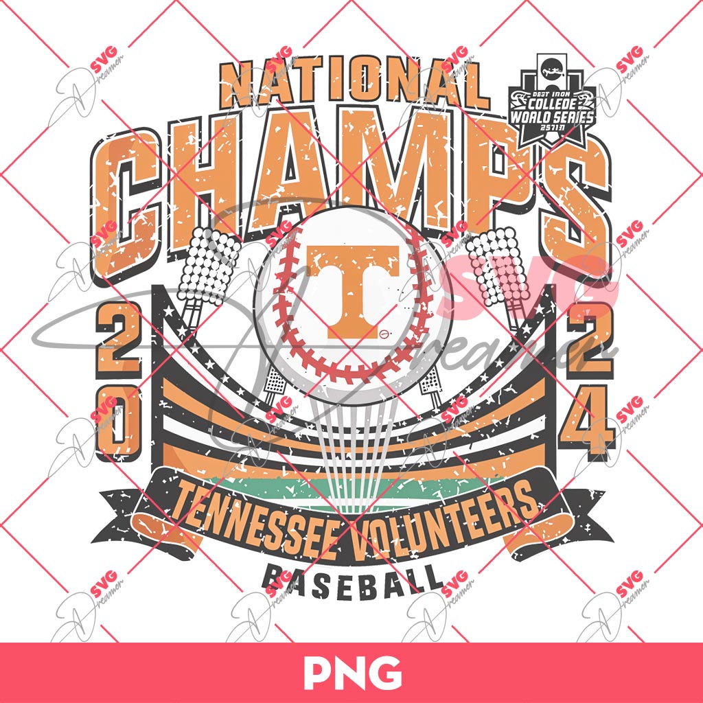 National Champs 2024 PNG, Tennessee Volunteers Baseball Champs 24 PNG