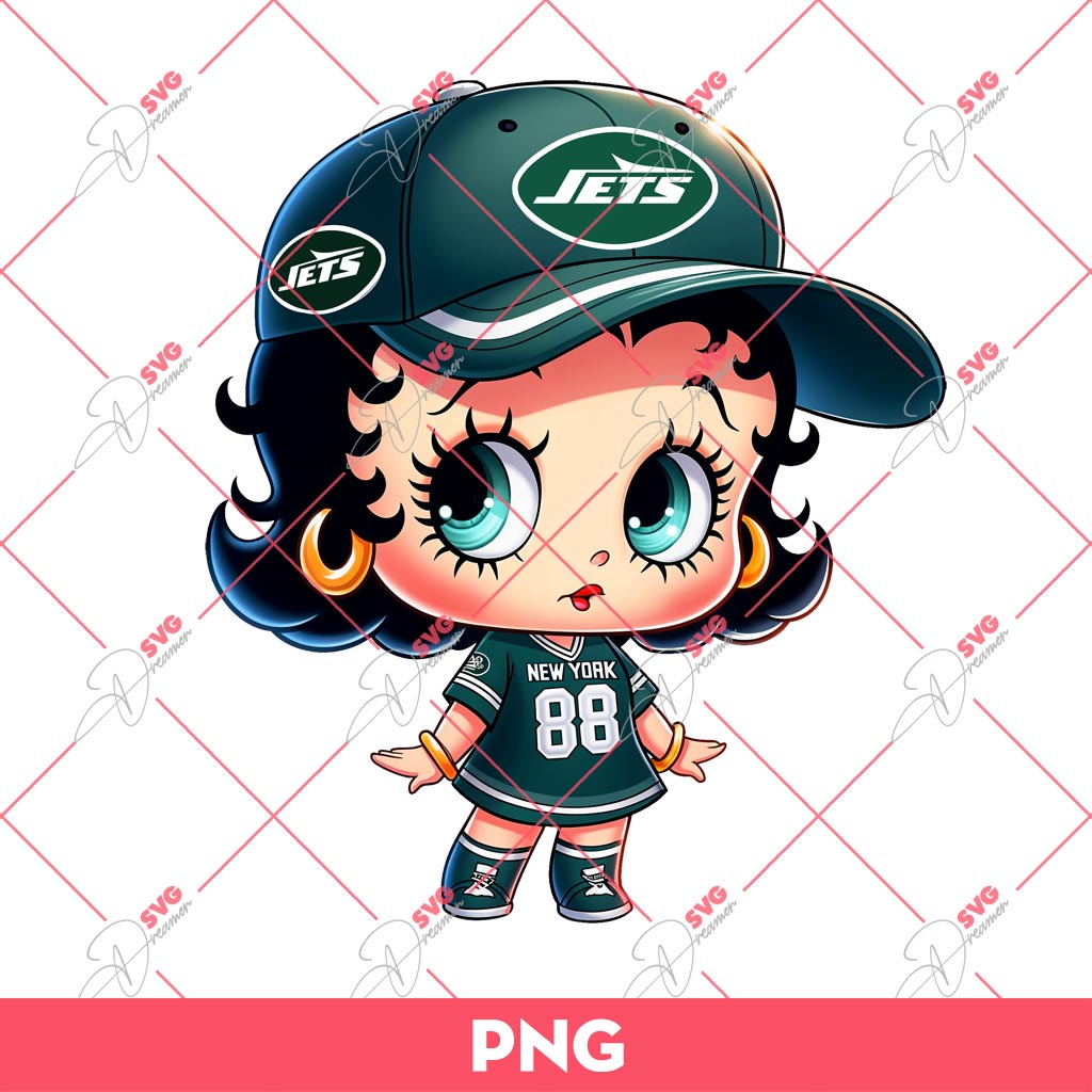 New York Jets Betty Boop PNG, Cute Betty Boop NFL Football PNG