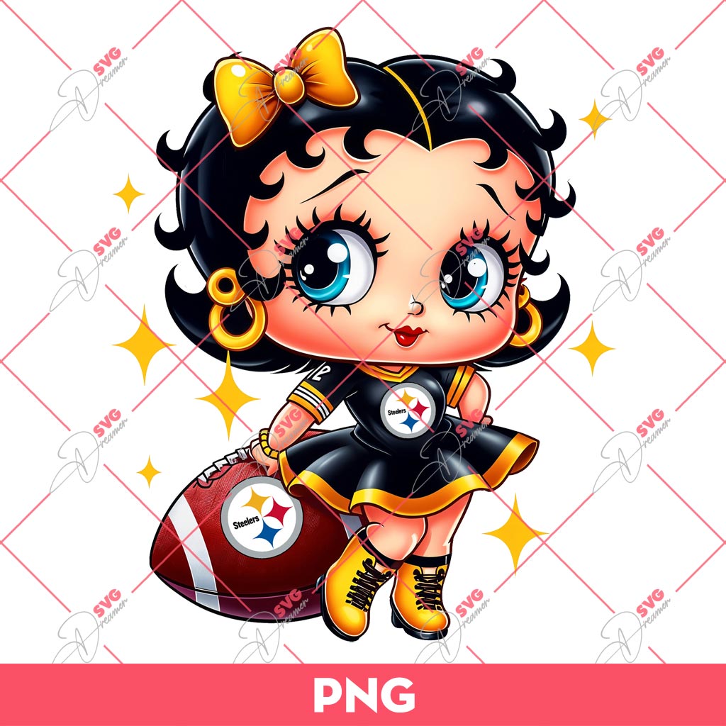 Pittsburgh Steelers Betty Boop PNG, Cute Betty Boop NFL Football PNG
