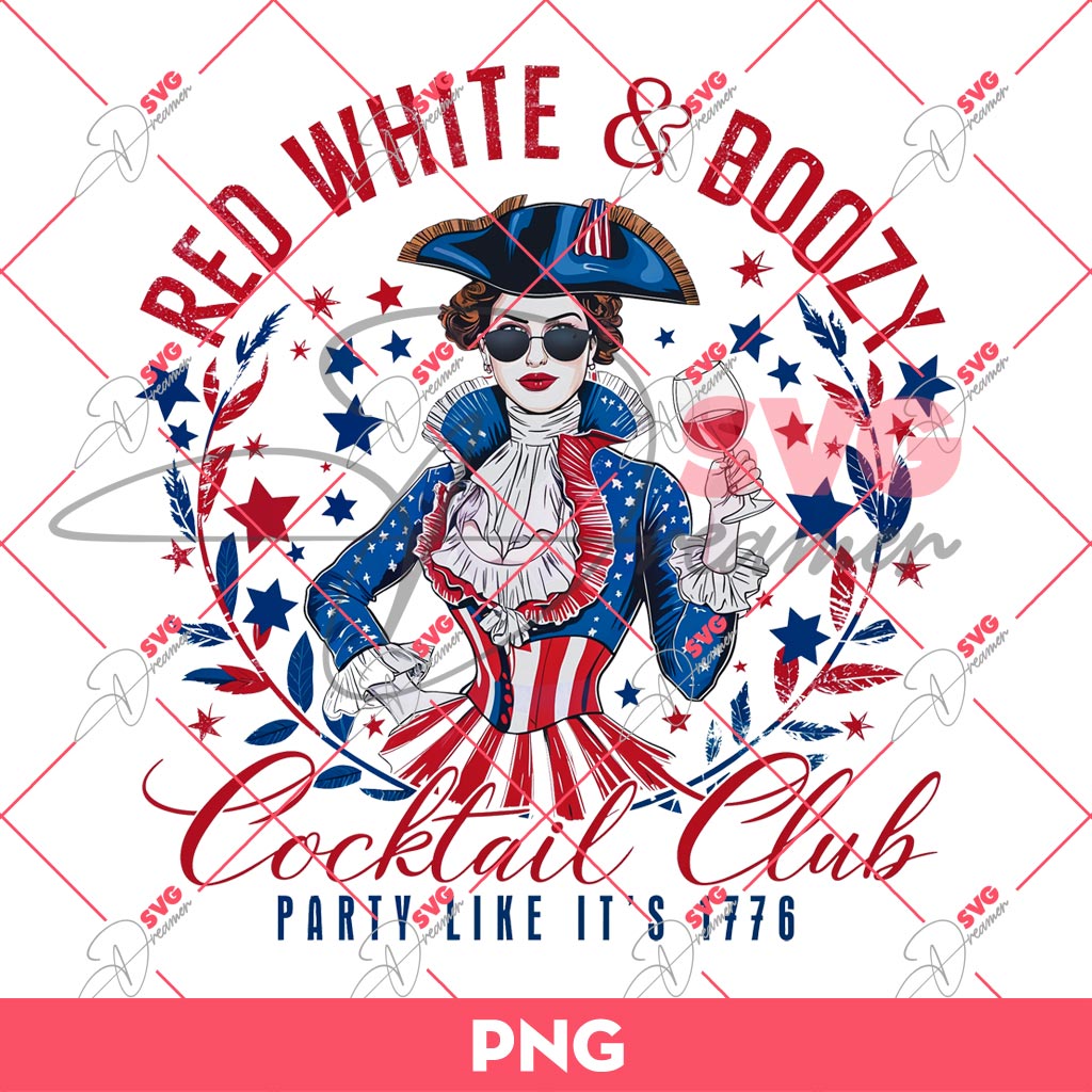 Red White And Boozy PNG, Vintage Cocktail Club American Girl PNG