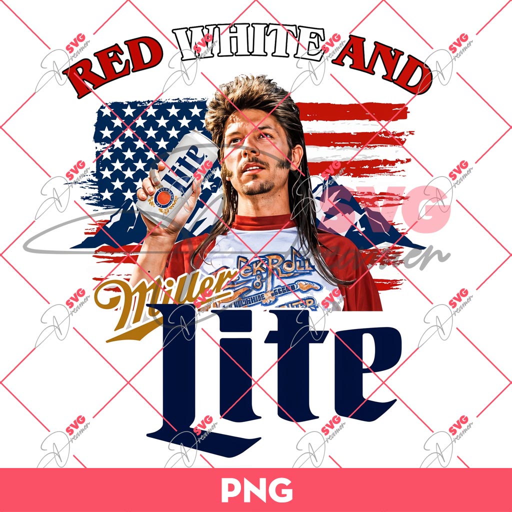 Red White And Miller Lite PNG, 4th Of July Lite Beer PNG