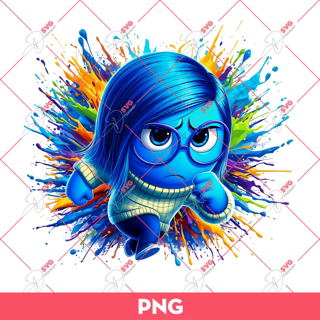 Sadness Inside Out 2 PNG, It's Okay To Feel All The Feels PNG, Sadness Colorful PNG