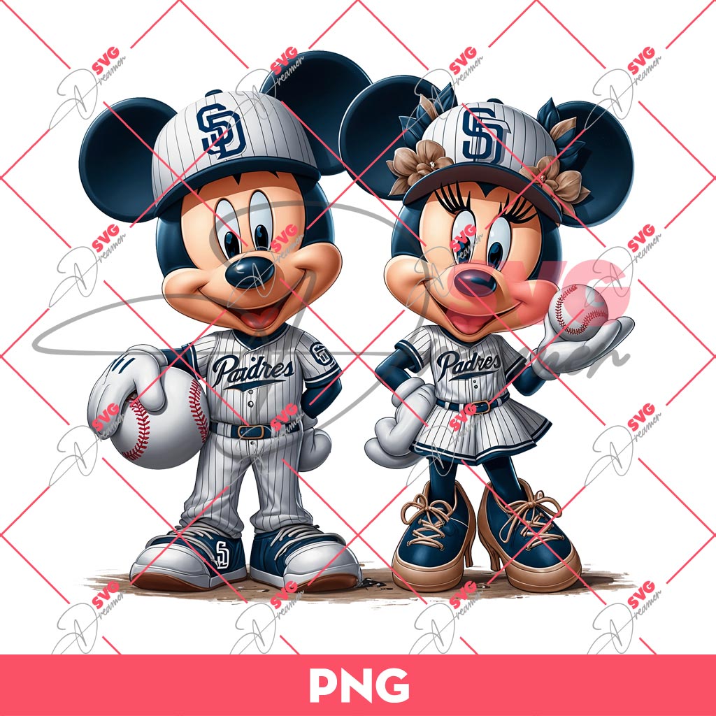 San Diego Padres Mickey And Minnie PNG, Disney Mouse Baseball PNG