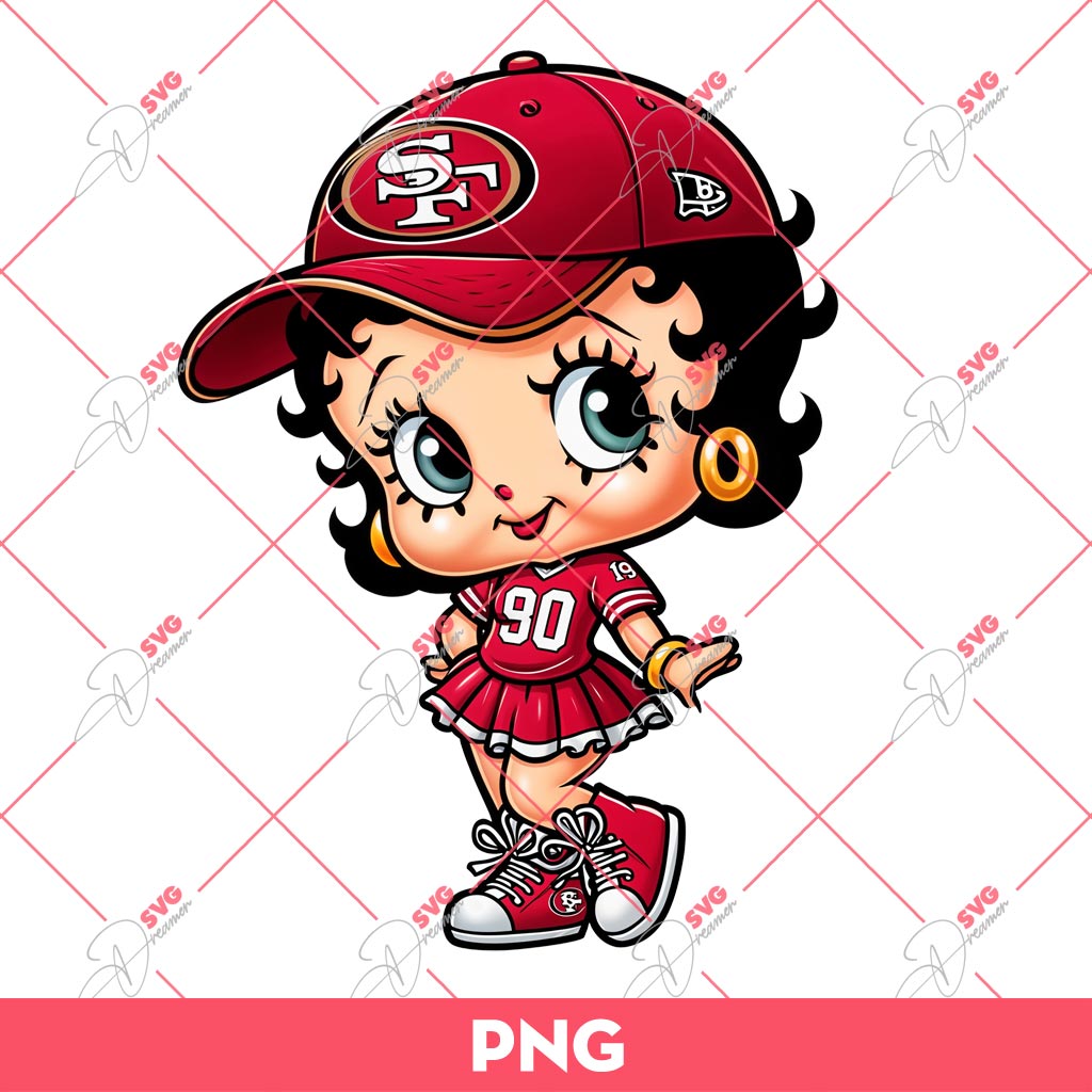 San Francisco 49ers Betty Boop PNG, Cute Betty Boop NFL Football PNG