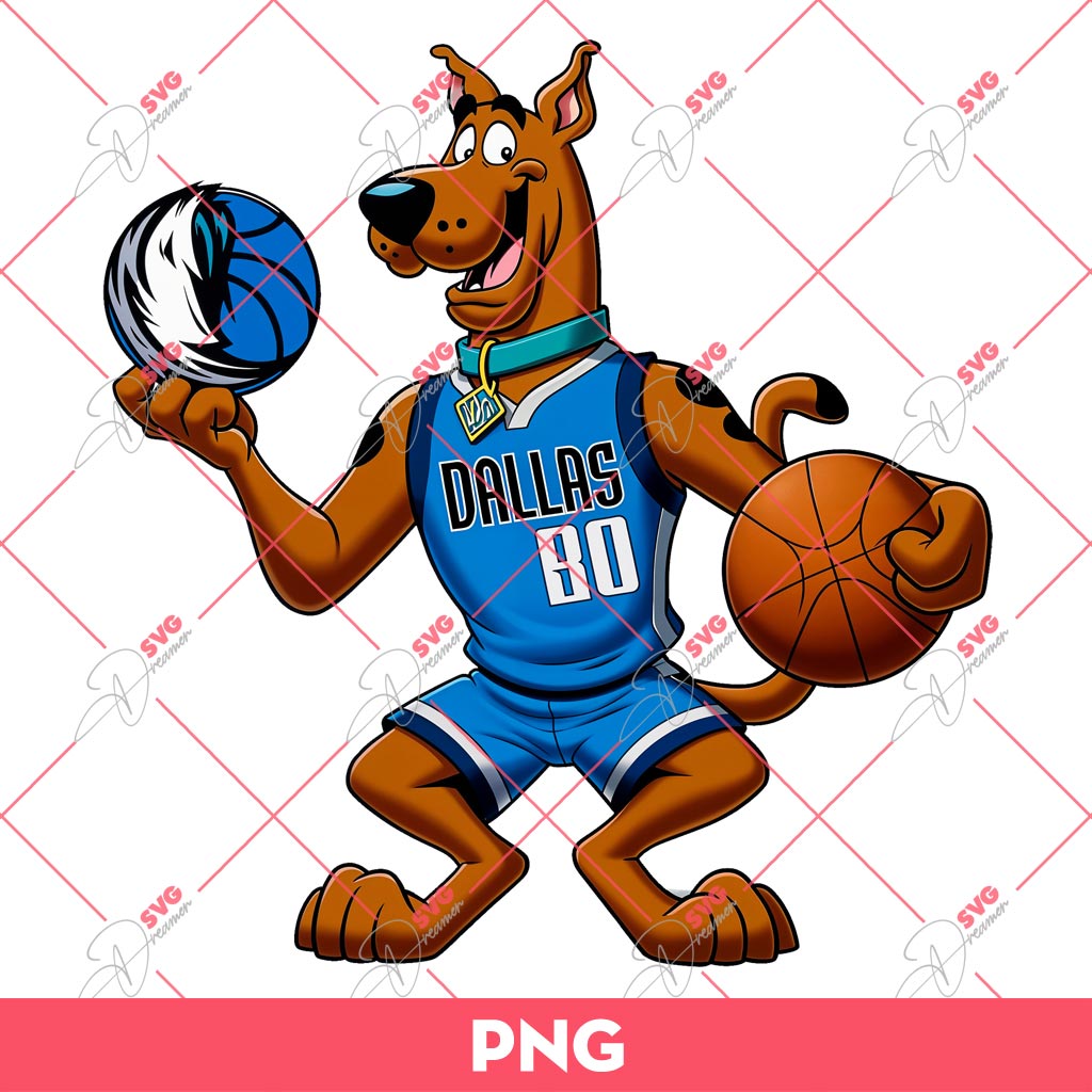 Scooby Doo Dallas Mavericks PNG, Scooby Doo NBA Basketball PNG