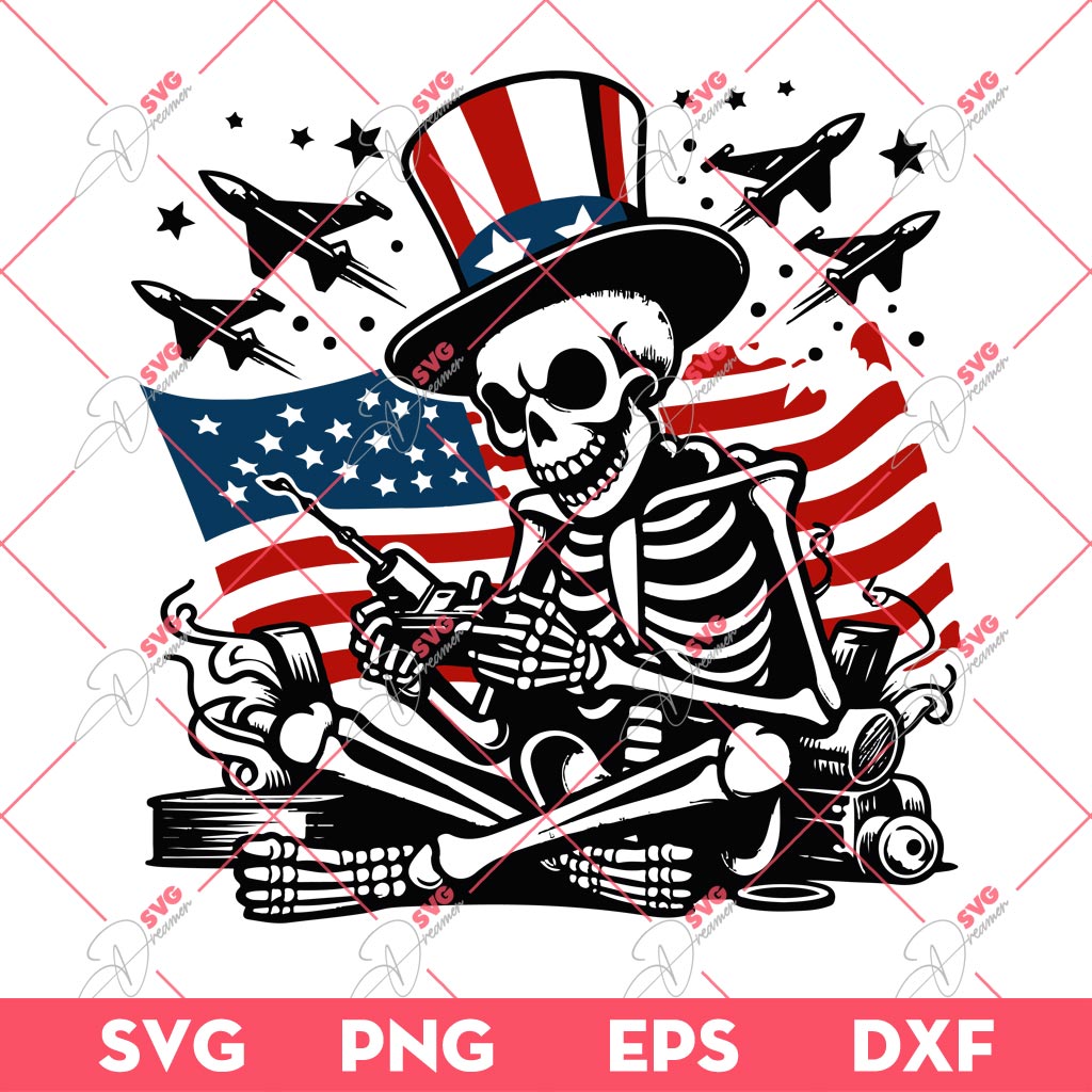 Skeleton Celebrating Independence Day SVG PNG, 04th Of July SVG PNG